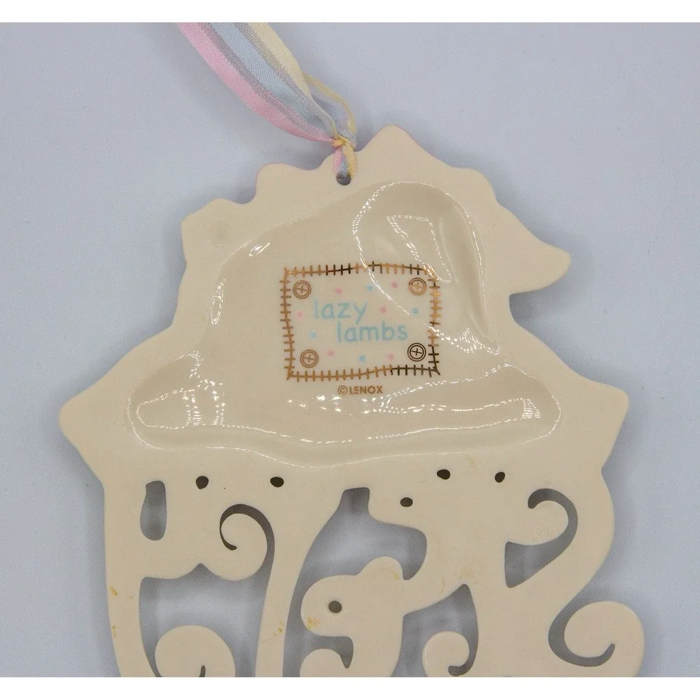 Lenox Lazy Lambs Porcelain 4-Piece Bundle Keepsake Box Night Light Plaque‎ Bowl